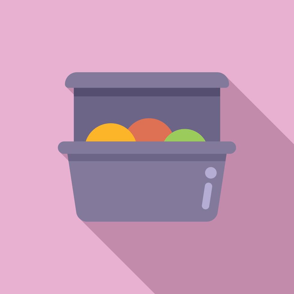 Fresh food box icon flat vector. Healthy fruit vector