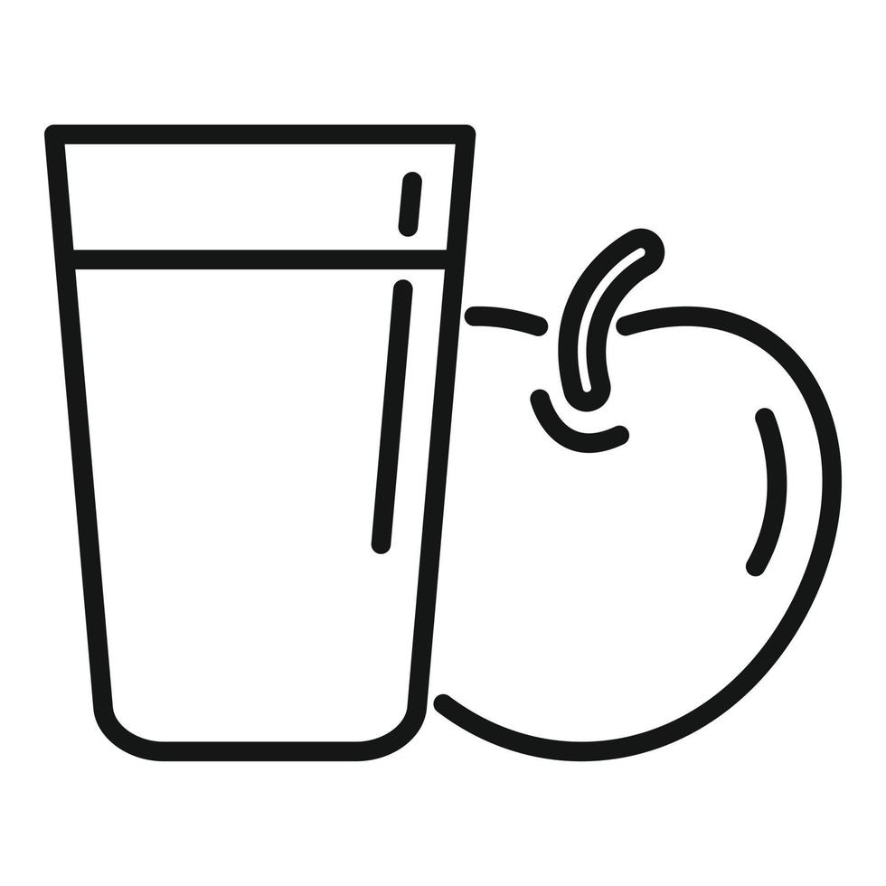 manzana y Leche vaso icono contorno vector. comida almuerzo vector