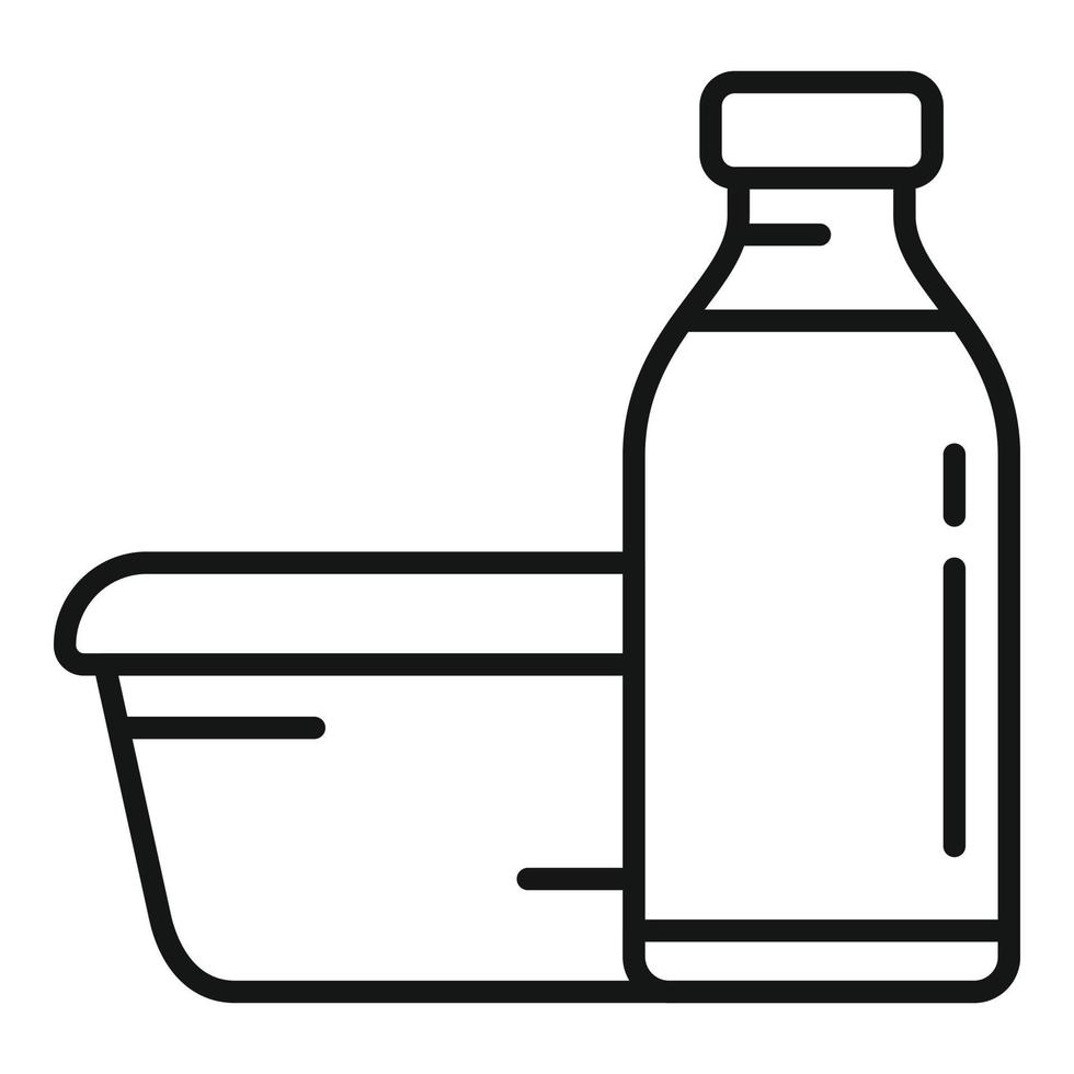 Milk bottle food icon outline vector. Fruit box vector
