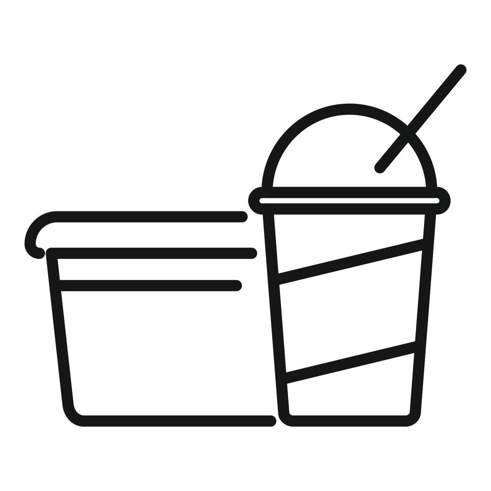 vector de contorno de icono de caja de comida. comida escolar