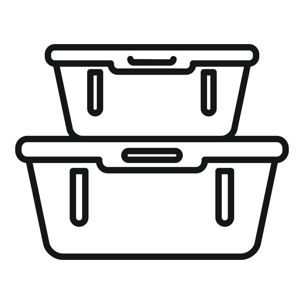 Food container snack icon outline vector. School lunch vector