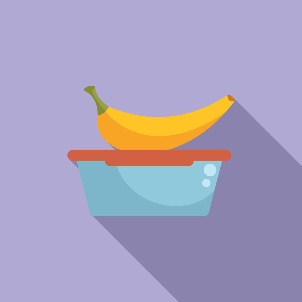 Banana food box icon flat vector. School lunch vector