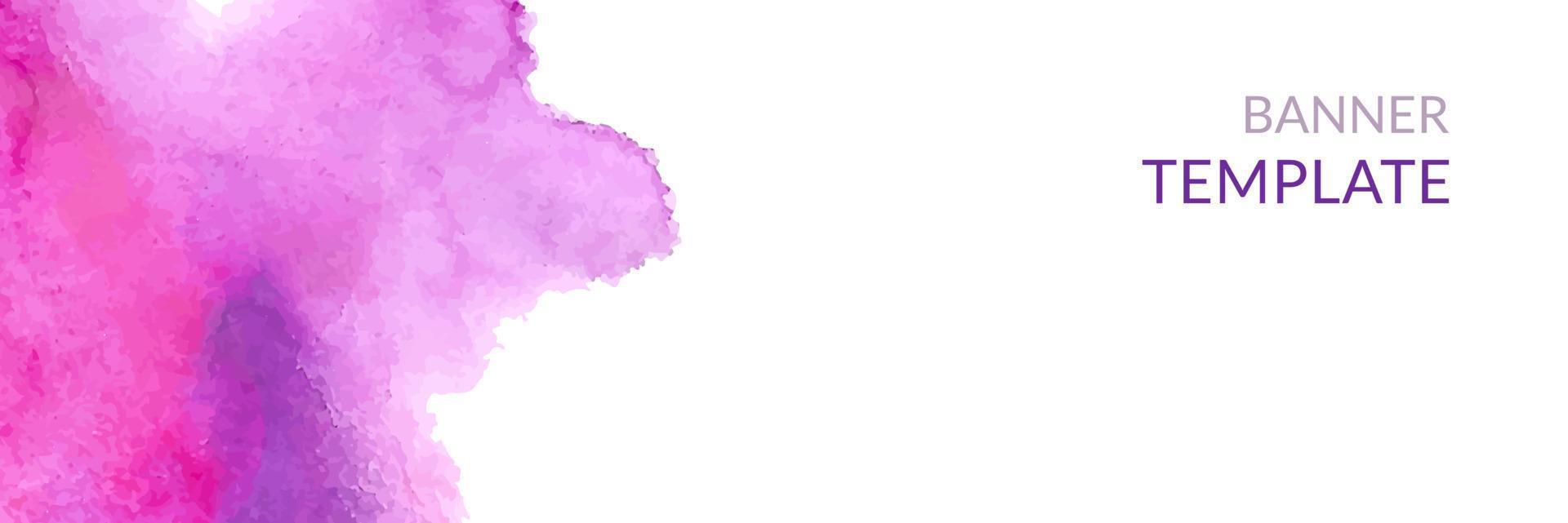 Watercolor horizontal banner. Abstract headers with purple blots. vector