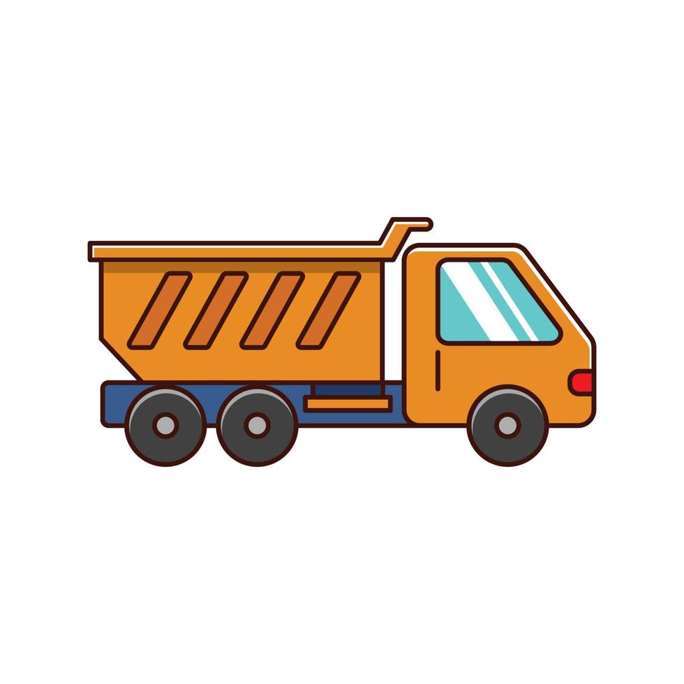 Dump truck vector illustration with simple design isolated on white background