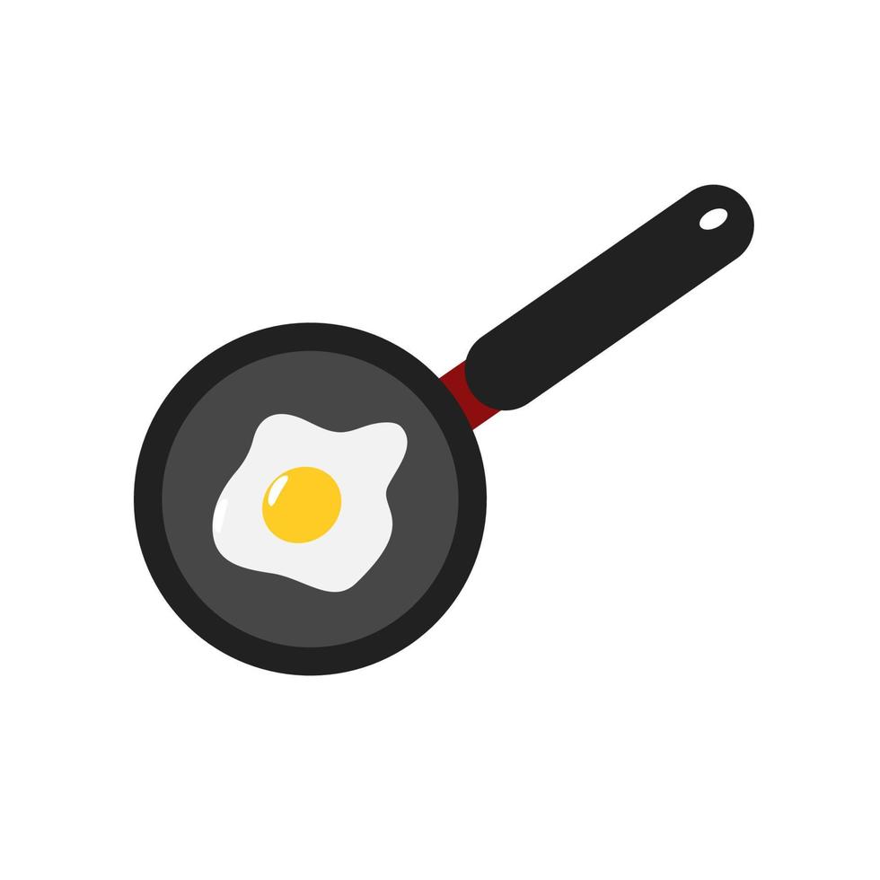 Frying pan with egg vector illustration
