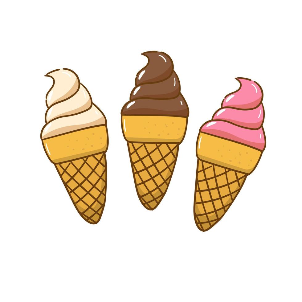 Ice cream cone vector illustration in cartoon style