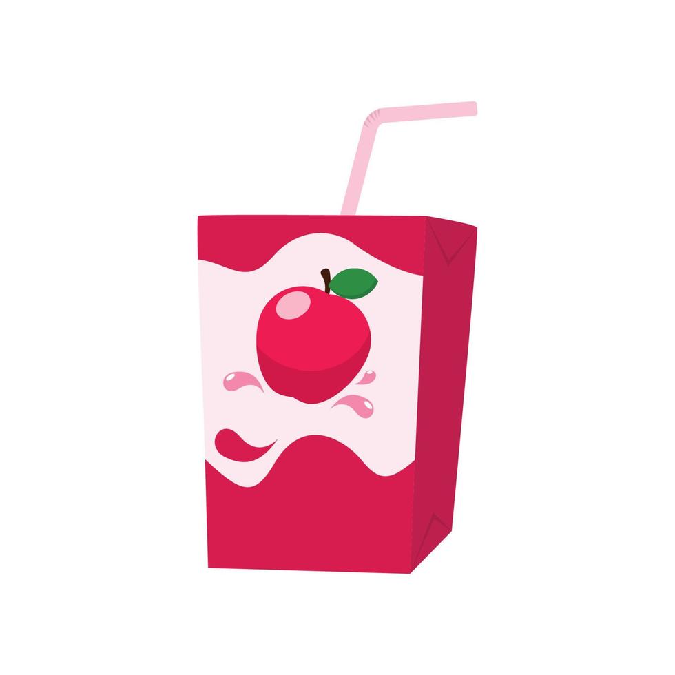 manzana jugo caja con Paja vector ilustración