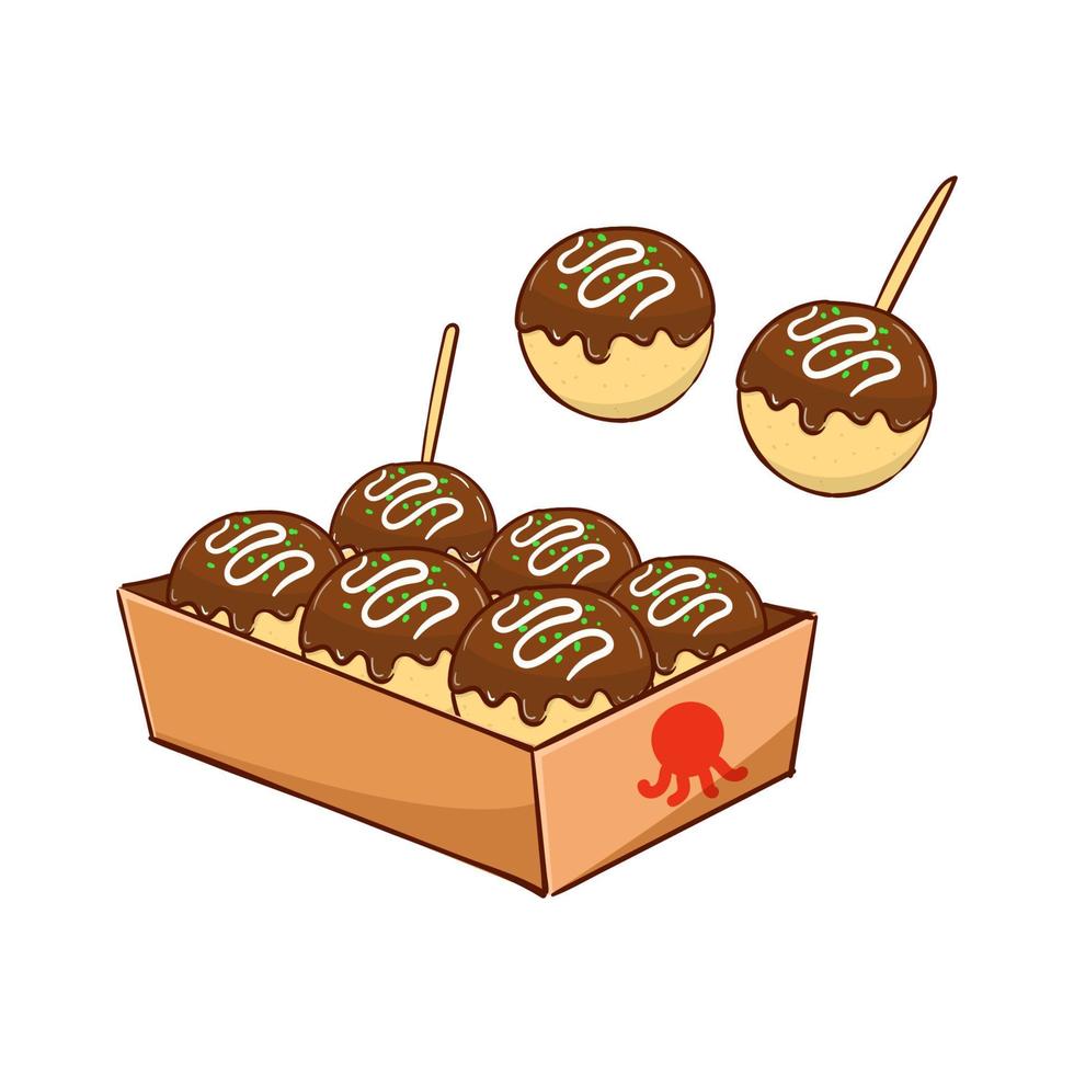 Takoyaki vector illustration in cartoon style