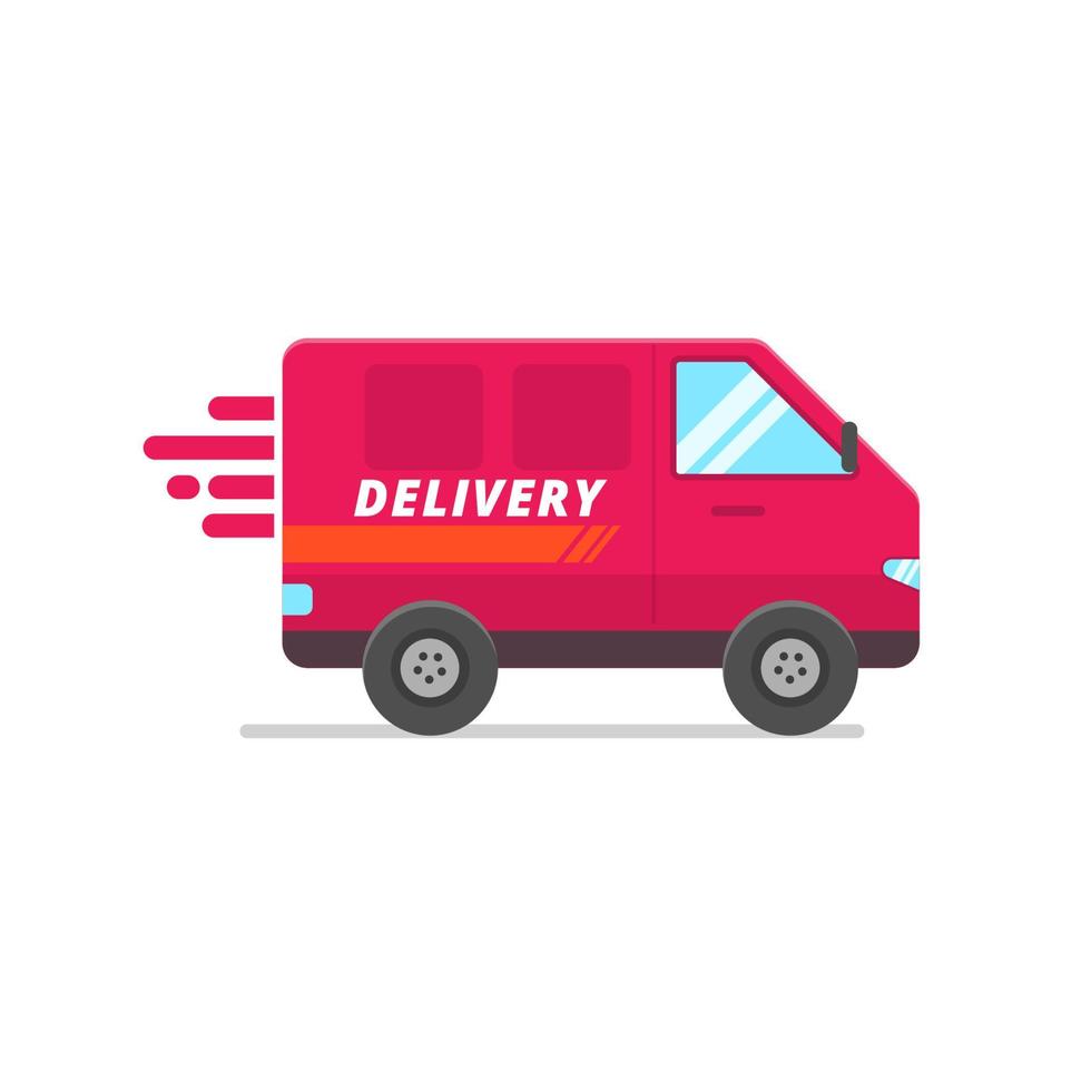Delivery van vector illustration in flat style isolated on white background