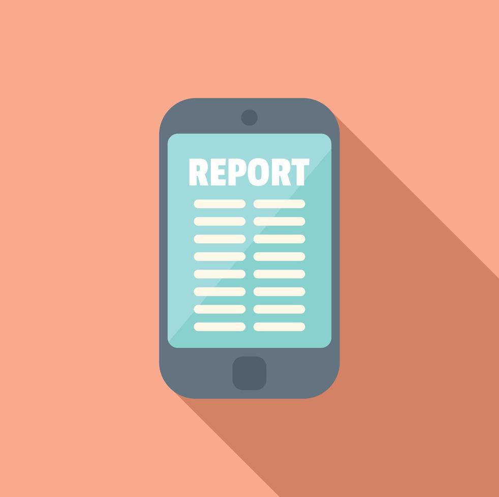 Smartphone report icon flat vector. Business document vector