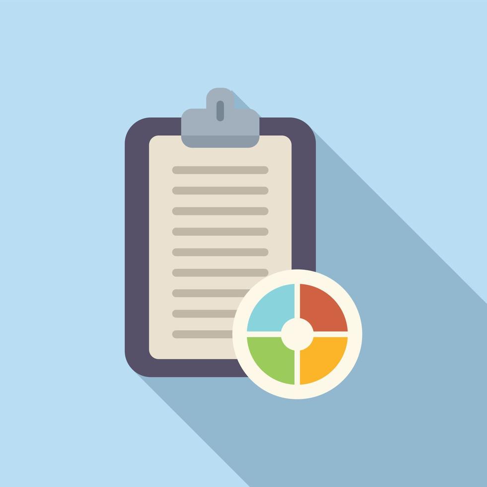 Pie chart report icon flat vector. Document data vector