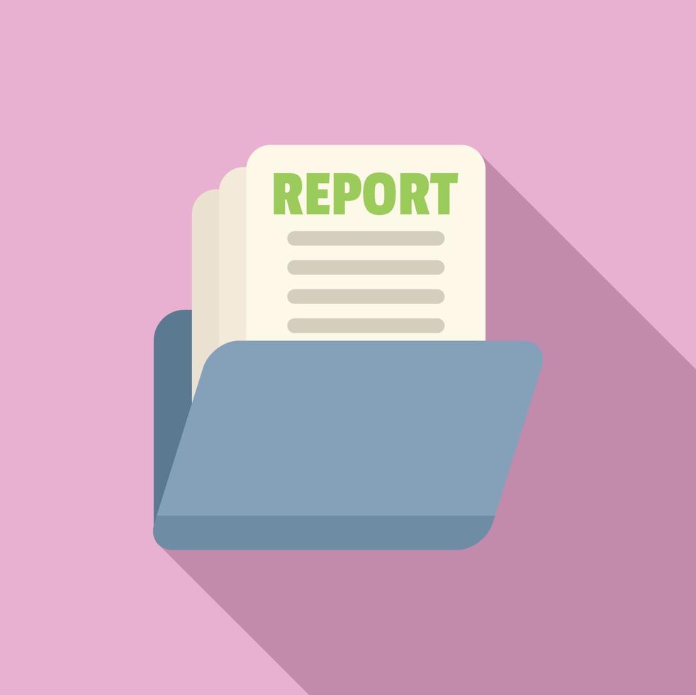 Report data folder icon flat vector. Business document vector