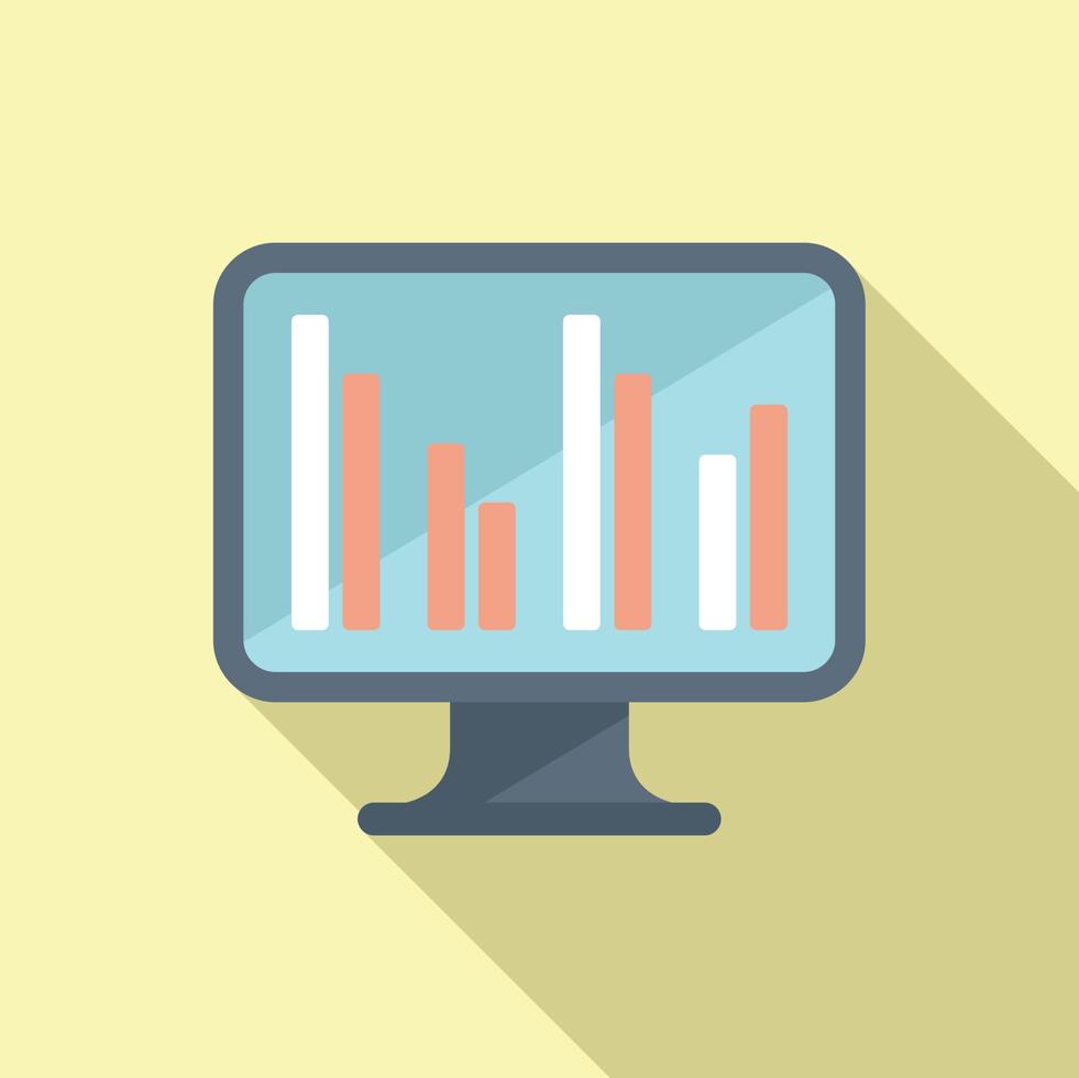 Computer chart icon flat vector. Business report vector