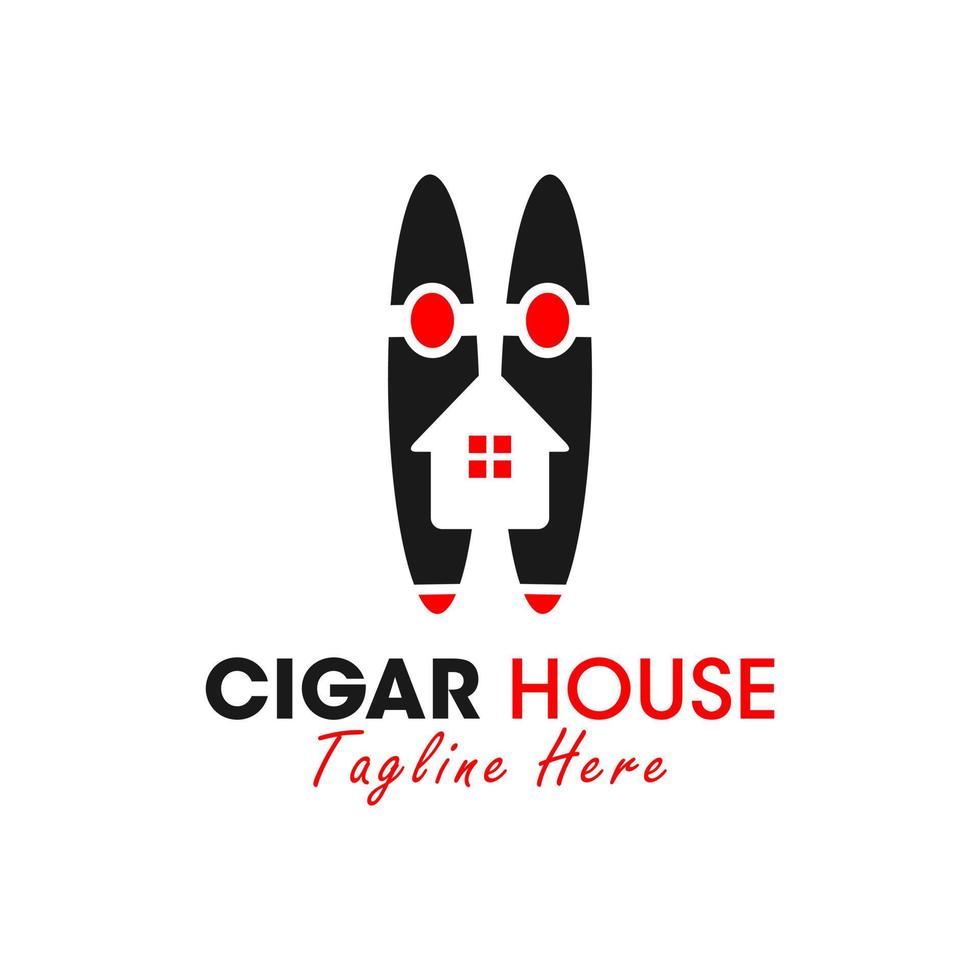 cigar smoking house vector illustration logo