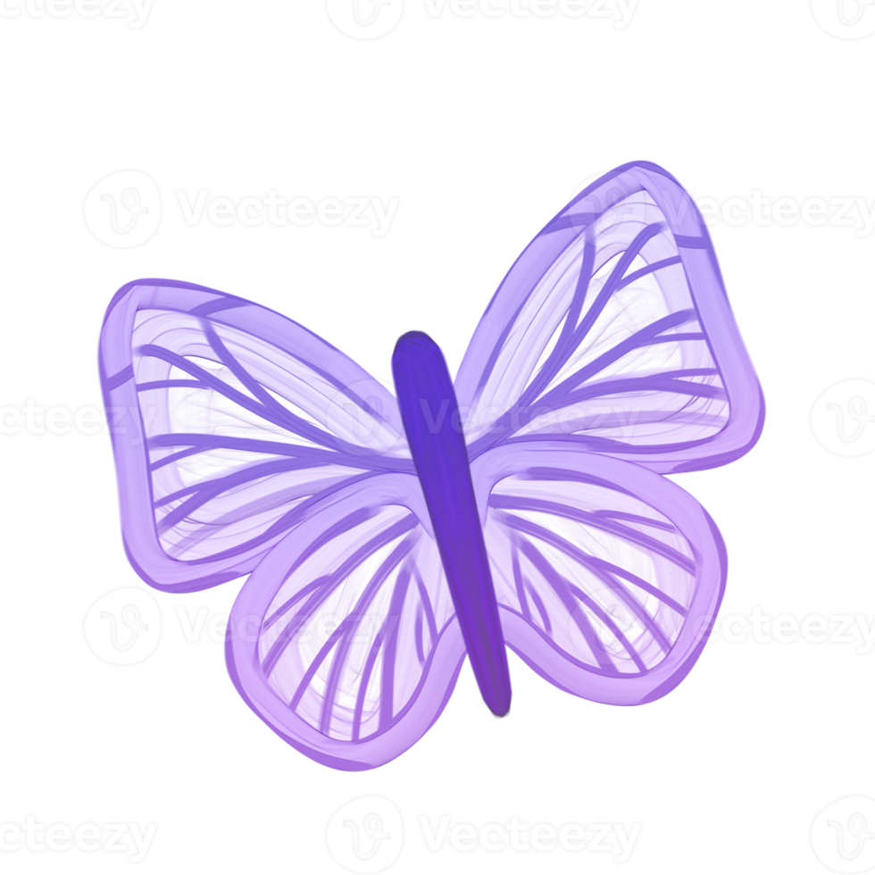 Cute butterfly purple stationary sticker oil painting png