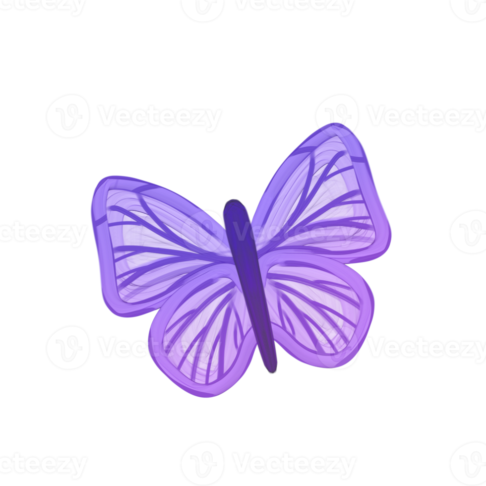 Cute butterfly purple stationary sticker oil painting png