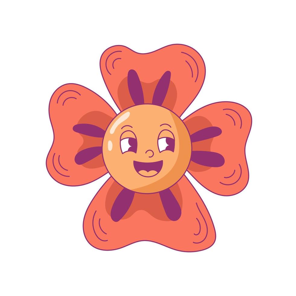 miedoso retro flor personaje vector