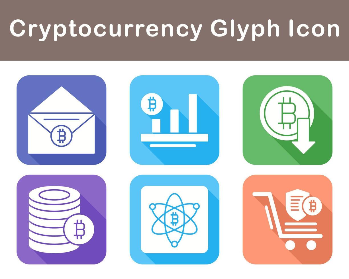 Bitcoin And Cryptocurrency Vector Icon Set