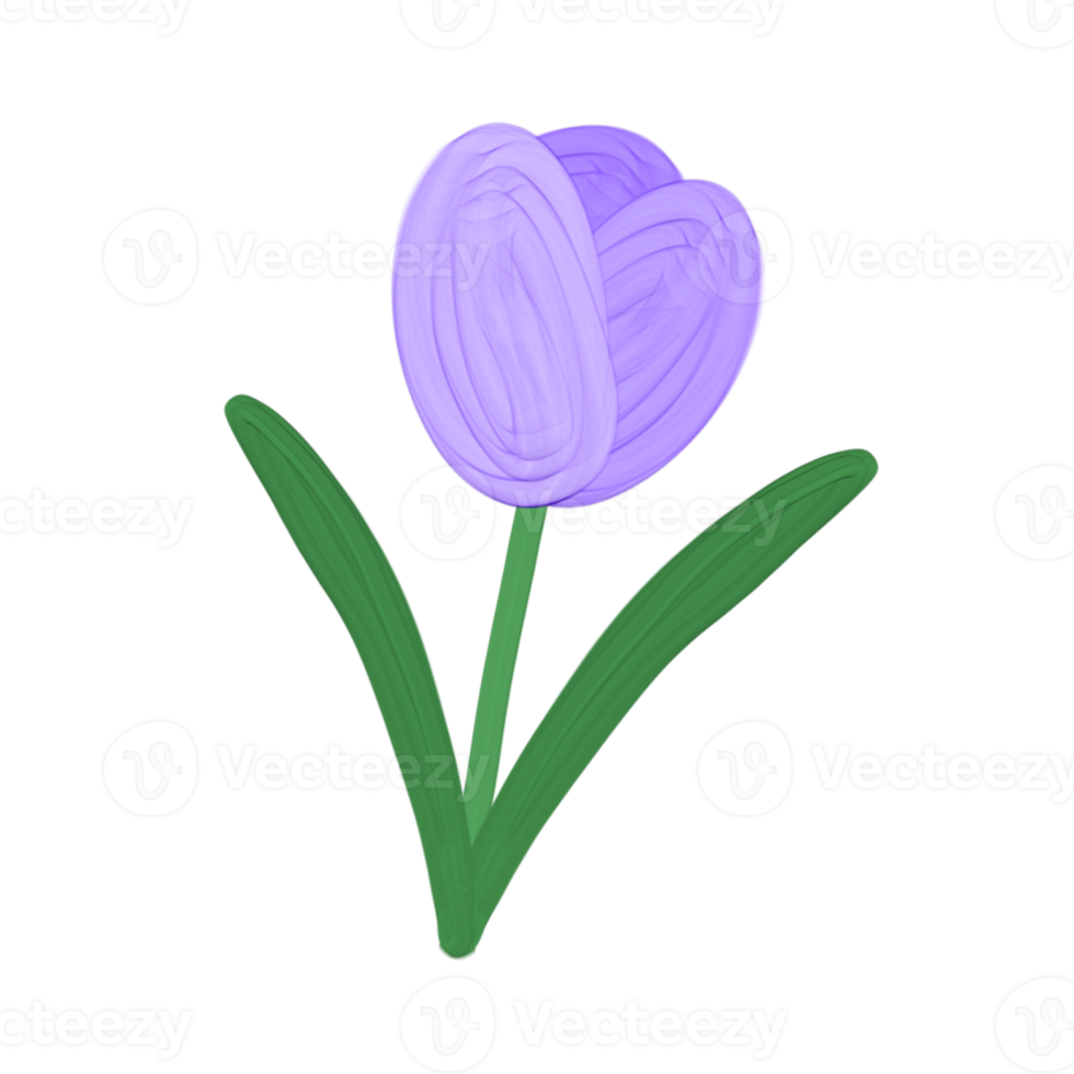 schattig Purper bloem stationair sticker olie schilderij png