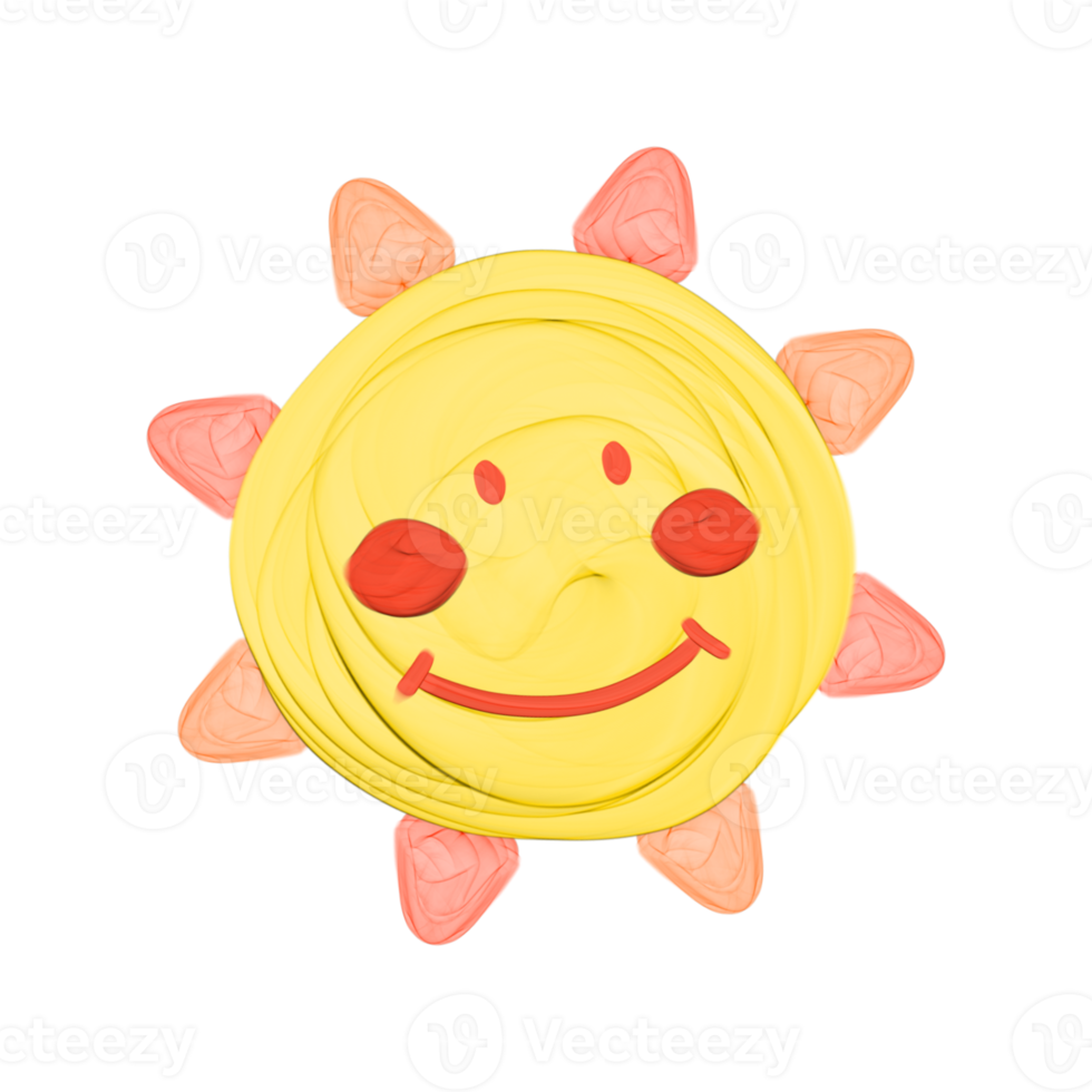 Cute sun sky stationary sticker oil painting png