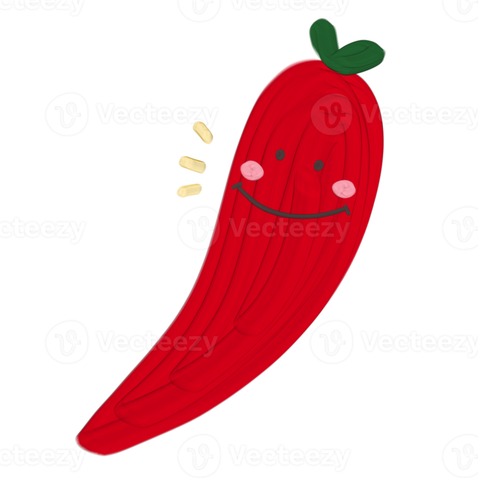 Cute chili vegetable stationary sticker oil painting png