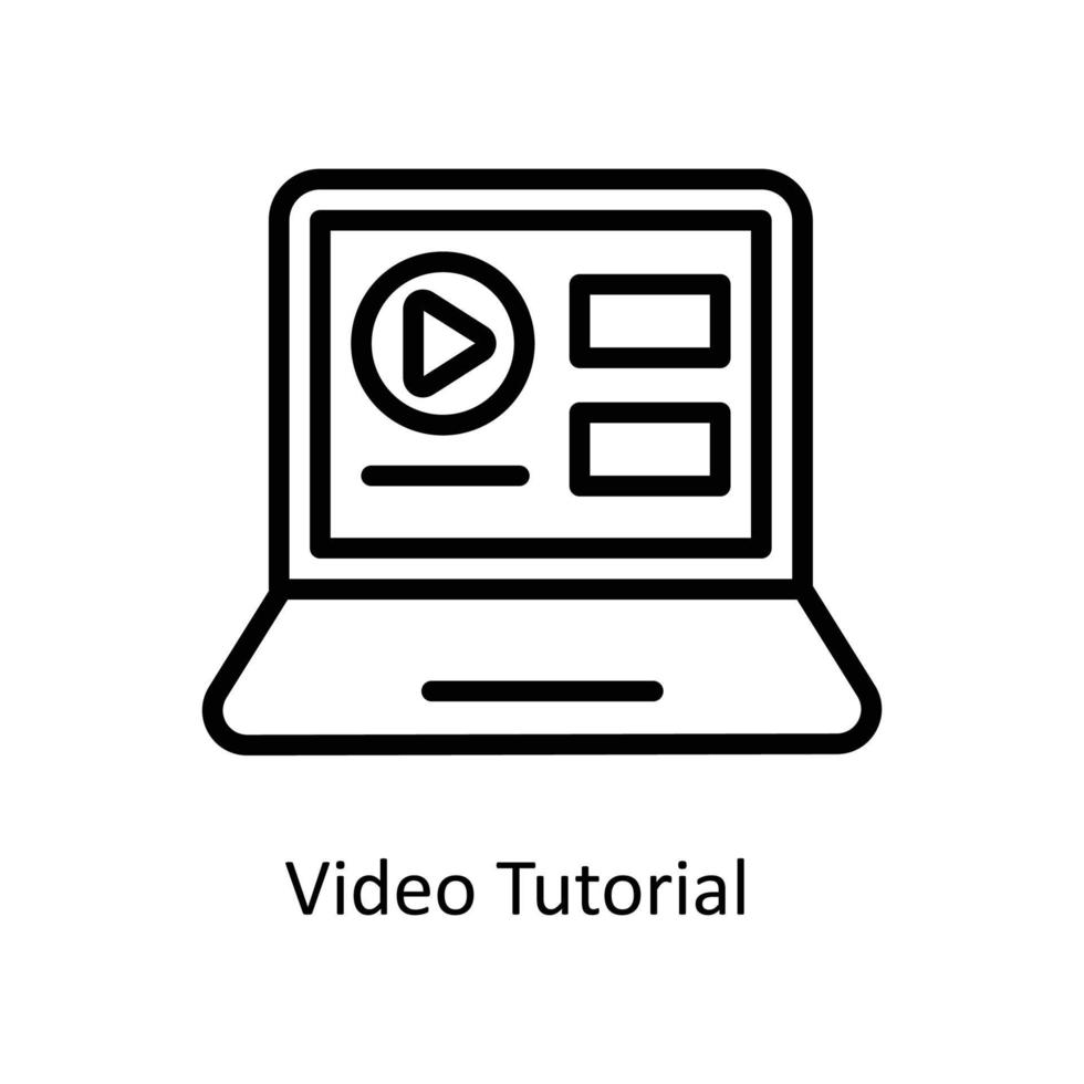 Video Tutorial Vector outline Icons. Simple stock illustration stock