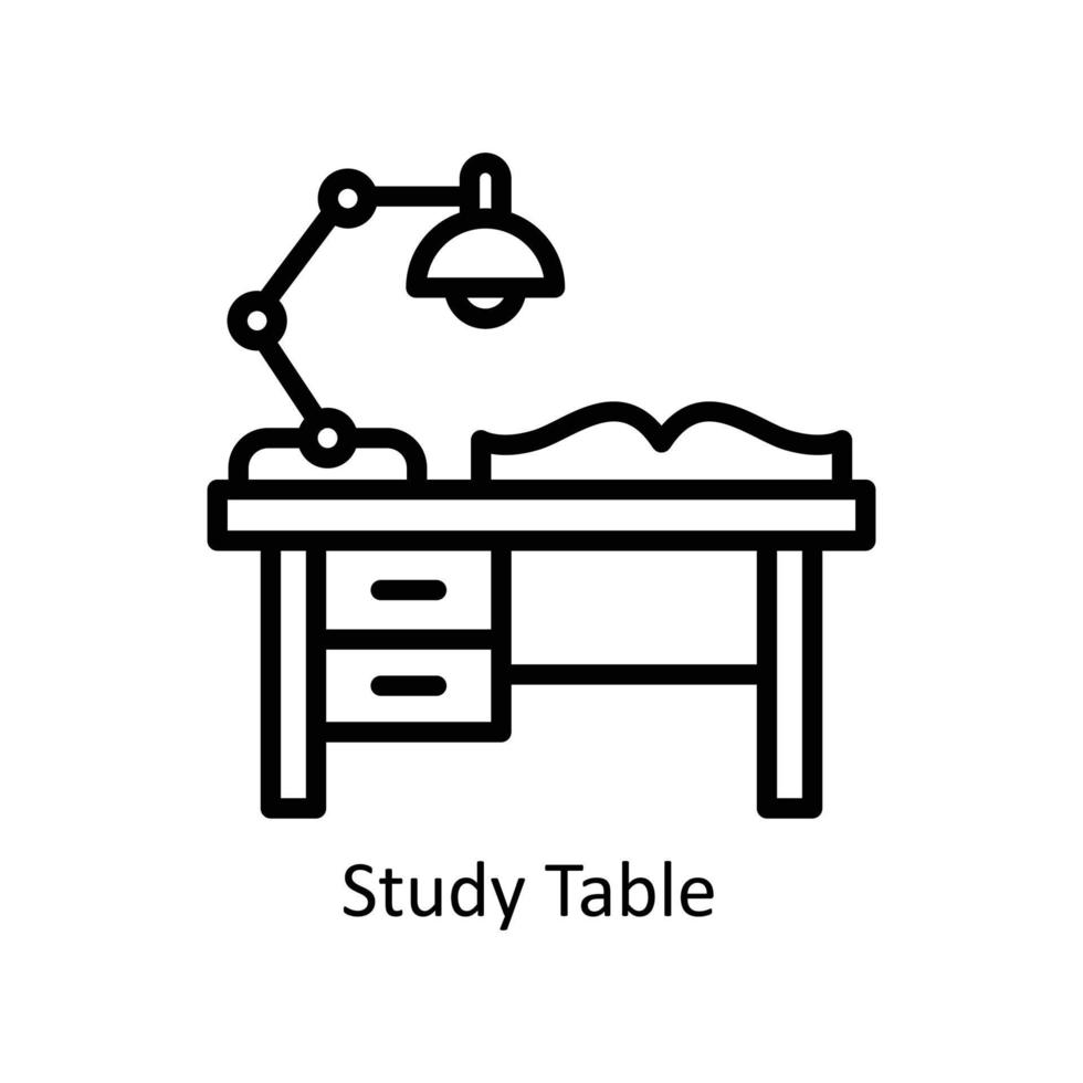 Study Table Vector outline Icons. Simple stock illustration stock