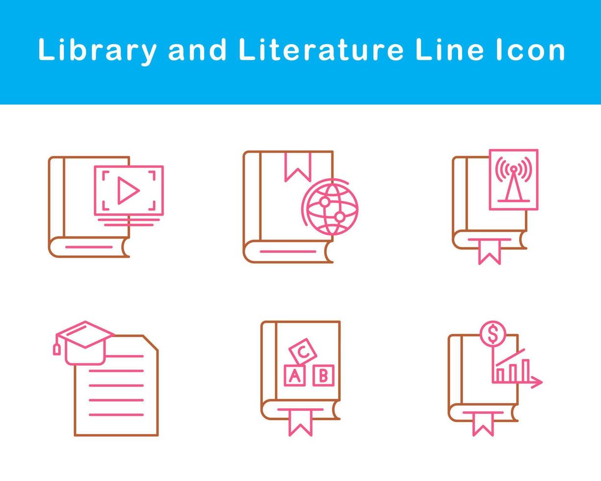Library And Literature Vector Icon Set