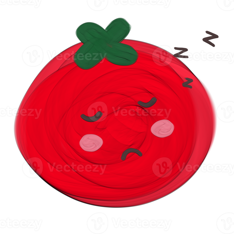 Cute tomato vegetable stationary sticker oil painting png