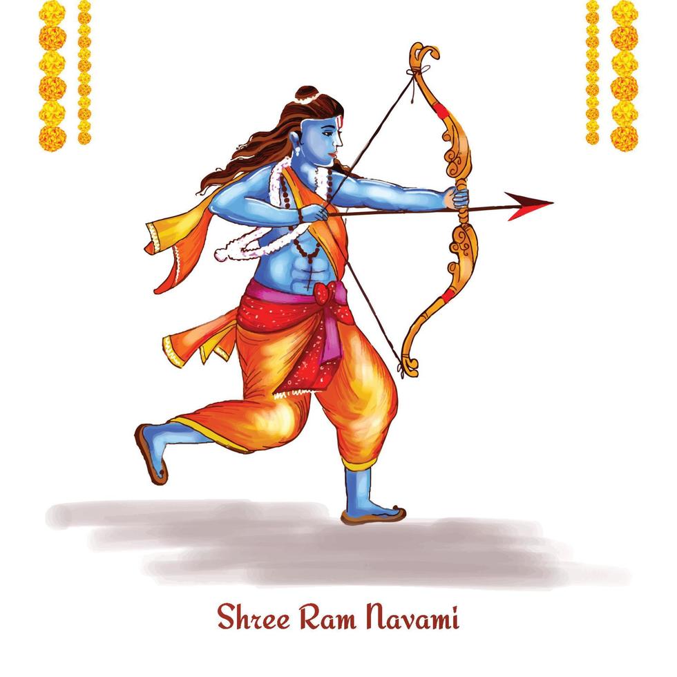 Lord shree ram navami festival celebration card background vector