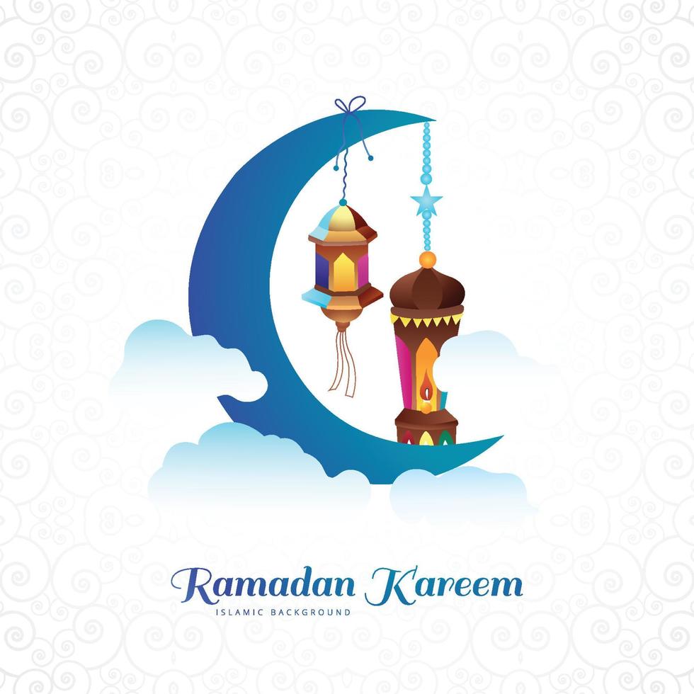 Beautiful moon ramadan kareem greeting card background vector