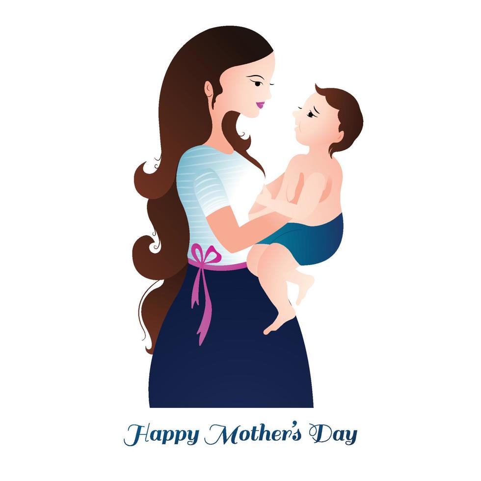 Happy mothers day for woman and baby child love card design vector