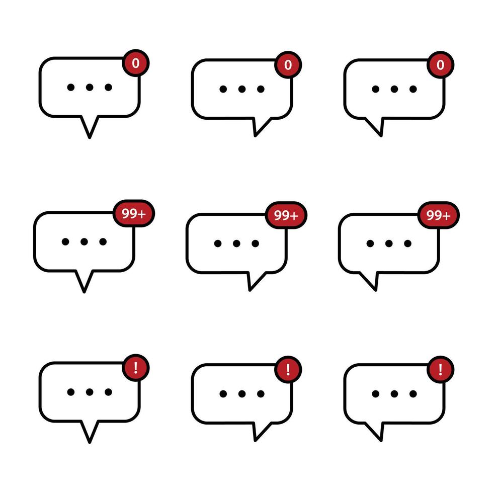 message with red notification icon set pack vector