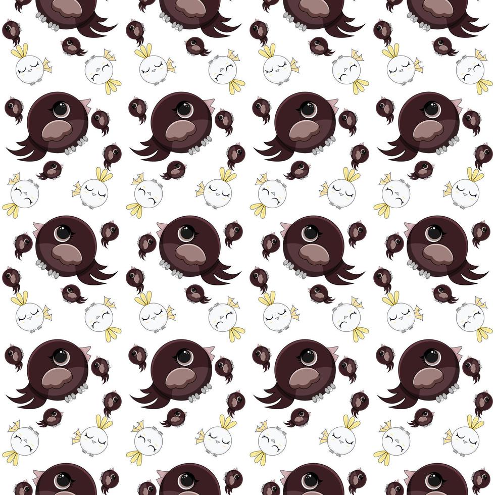 Colorful cute bird seamless pattern. Cute background for textile print, wrapping paper.Cute bird vector illustration.