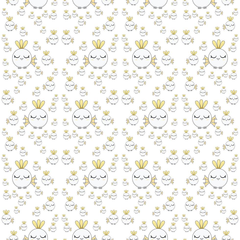 Colorful cute bird seamless pattern. Cute background for textile print, wrapping paper.Cute bird vector illustration.