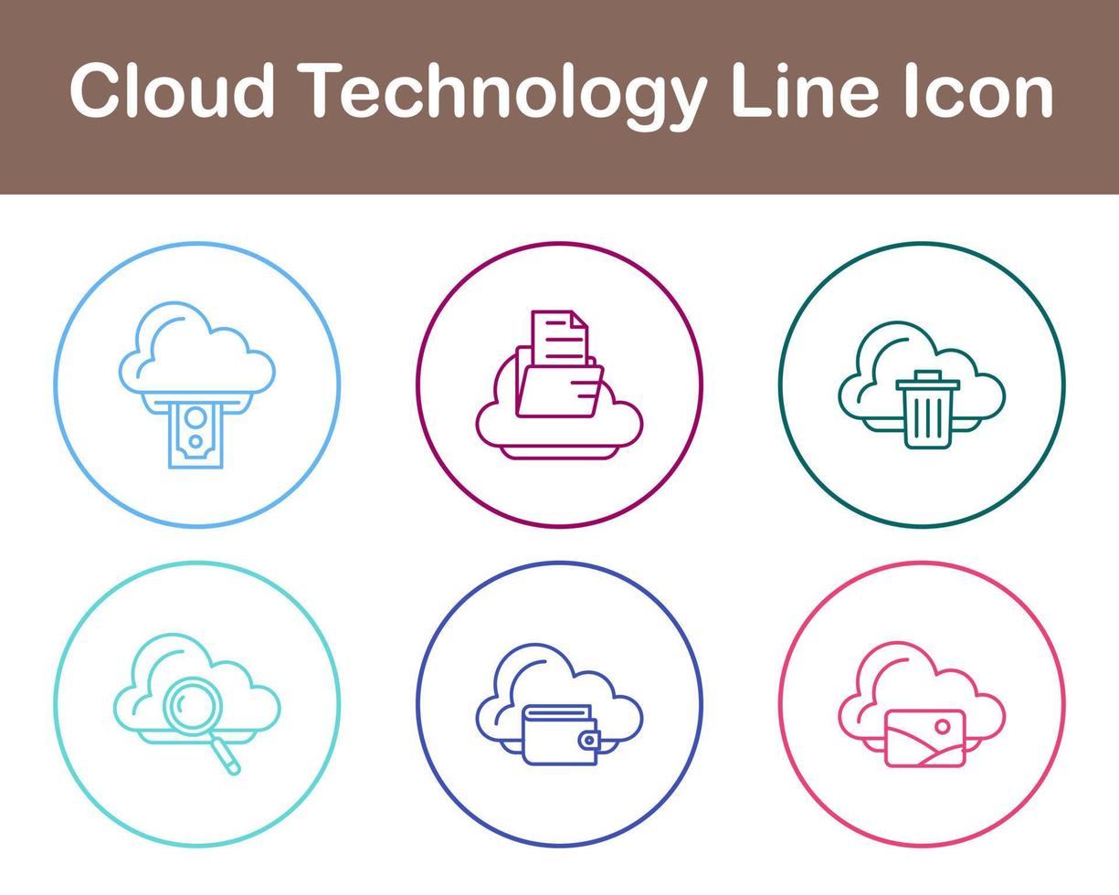 nube tecnología vector icono conjunto