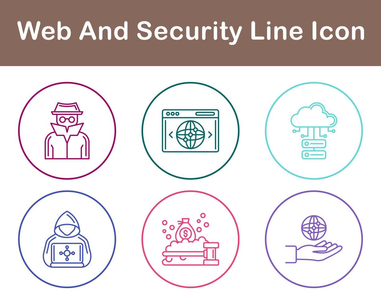 web y seguridad vector icono conjunto