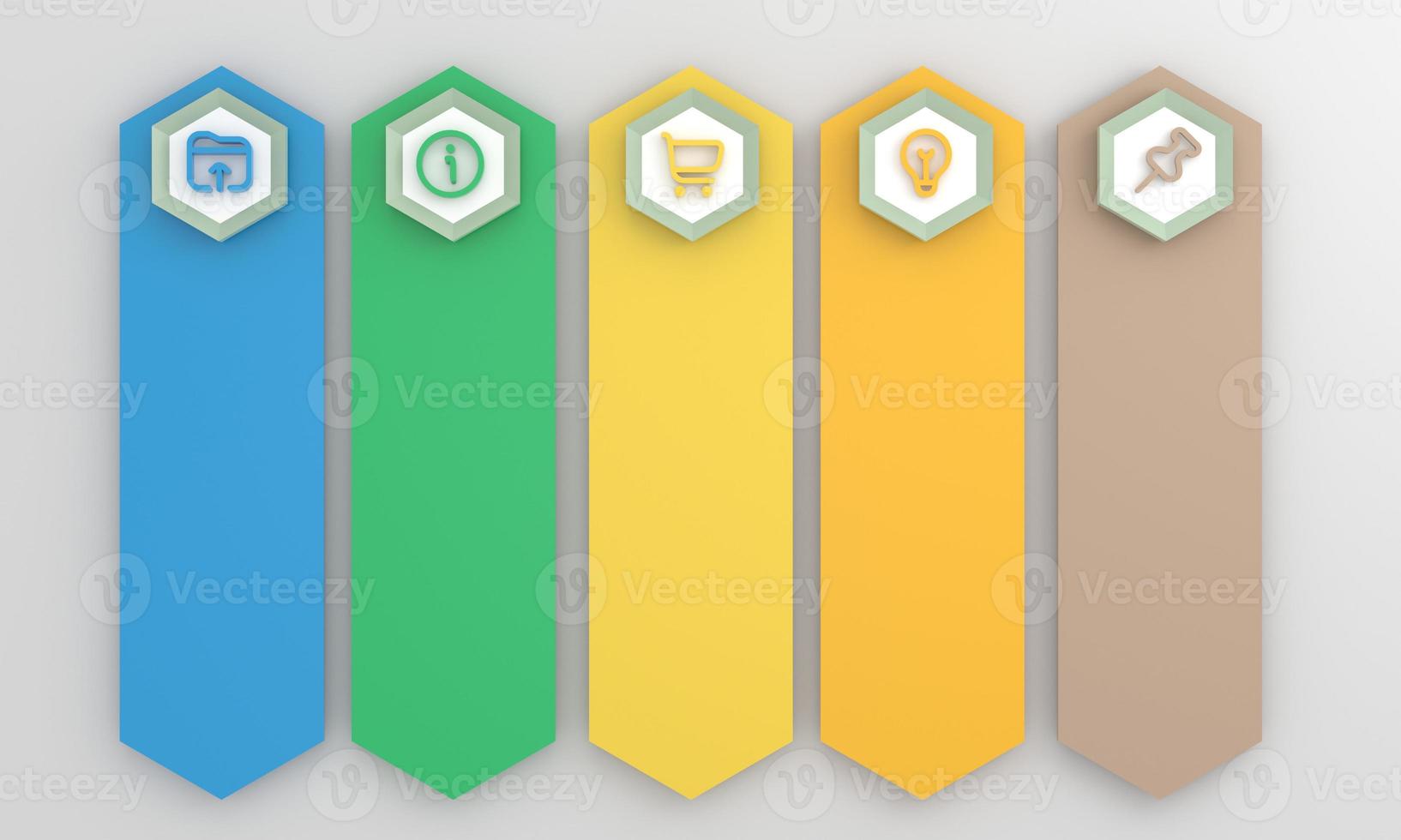 Business Infographic template with 5 options or steps. hexagons with line icons, process chart. photo