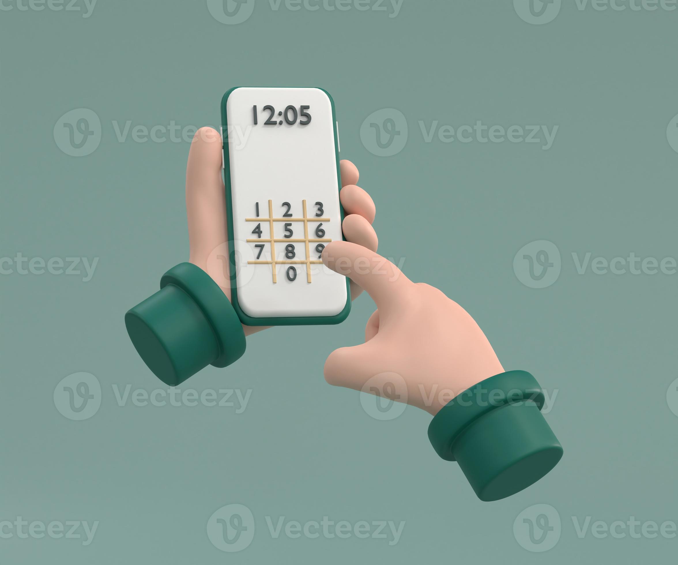 Hand is dialing number on smartphone. Businessman touching buttons with