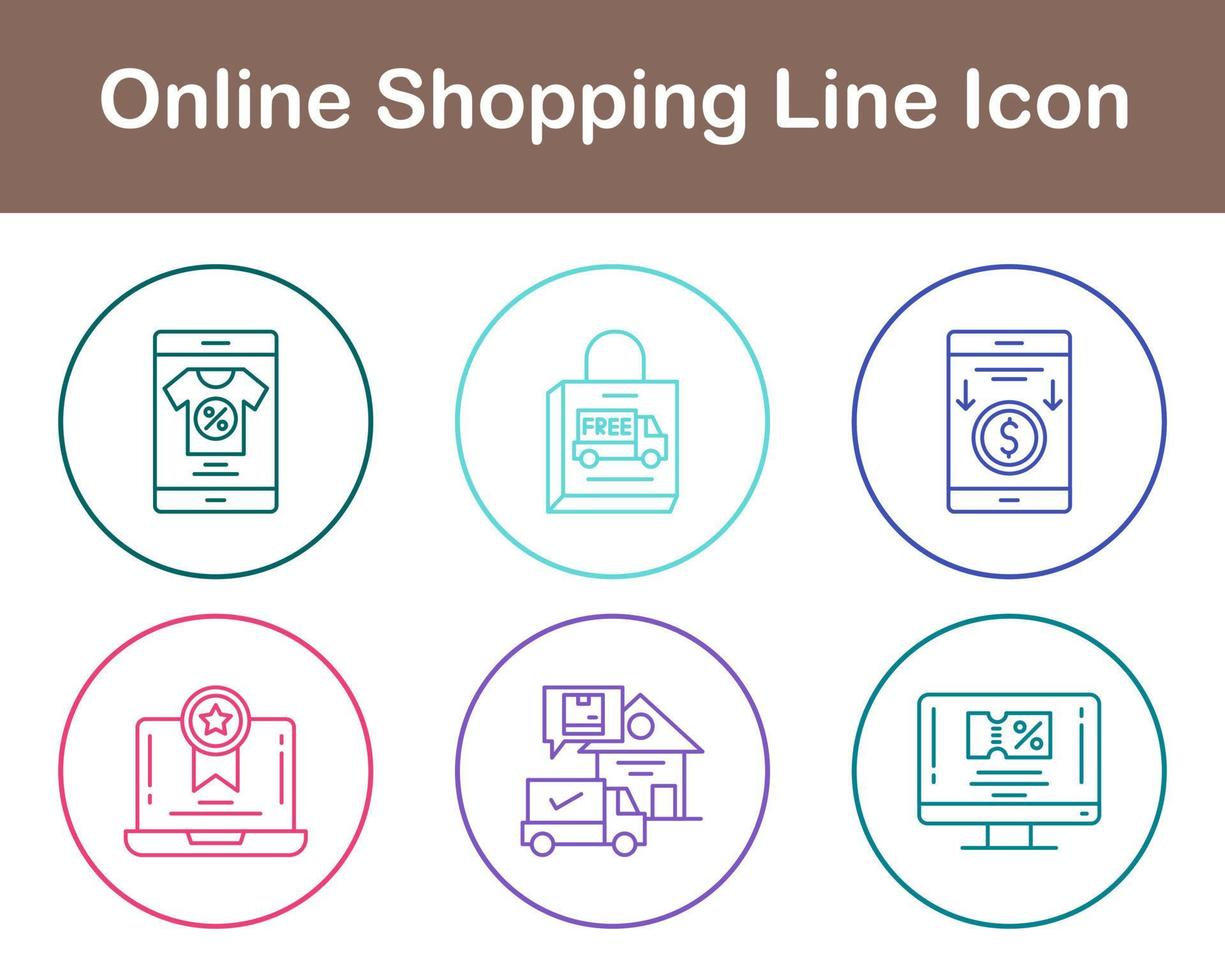 conjunto de iconos de vector de compras en línea