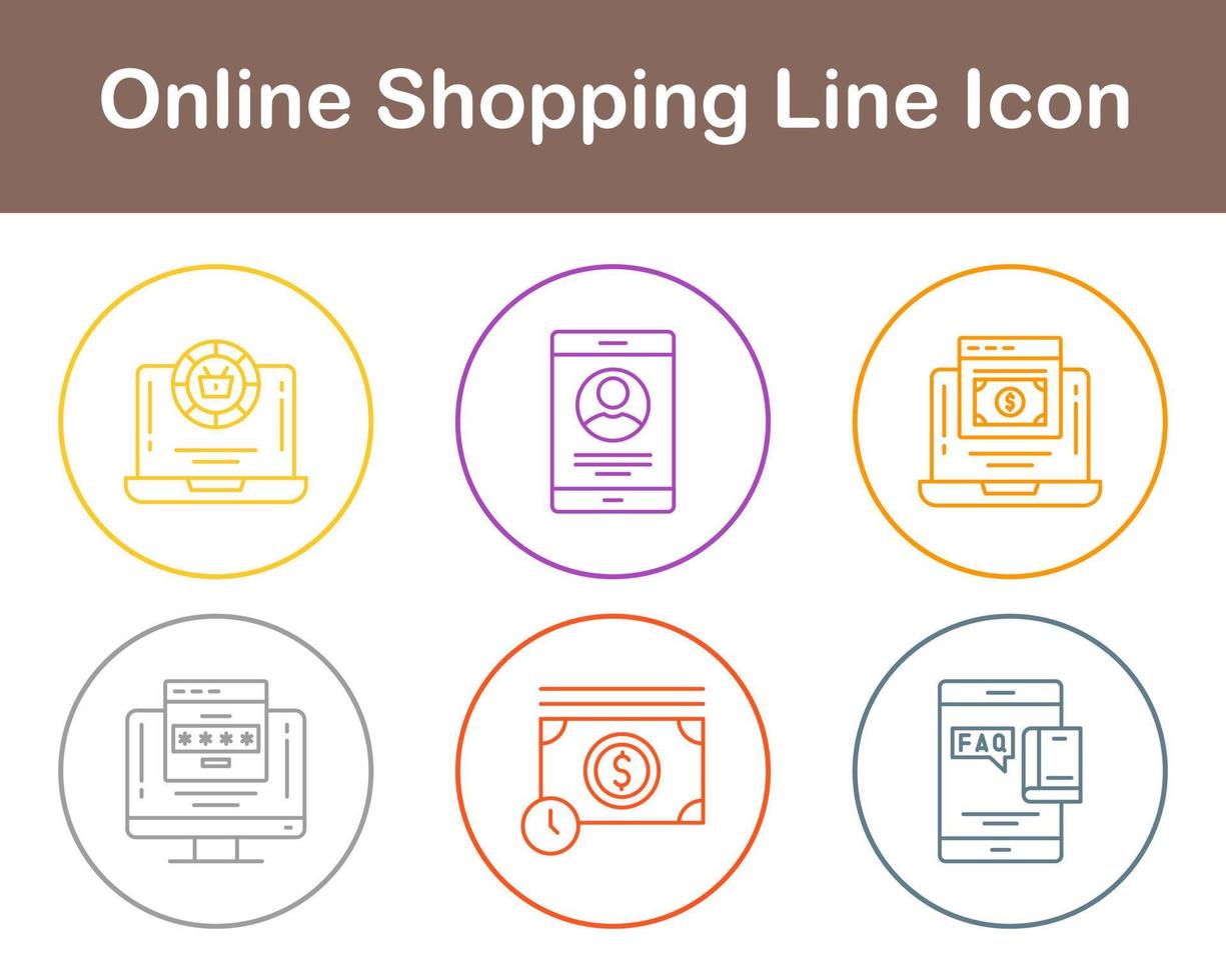 conjunto de iconos de vector de compras en línea