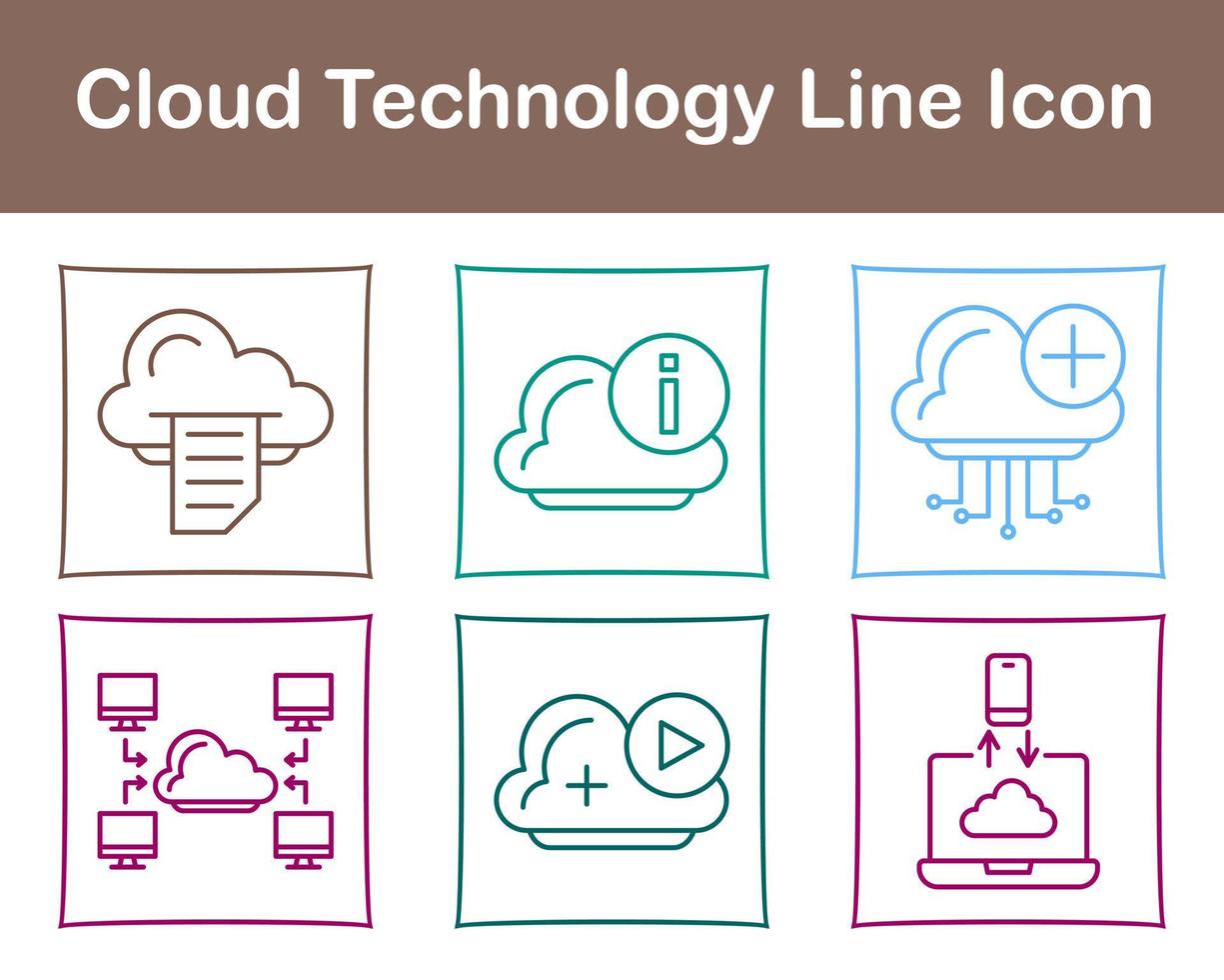 nube tecnología vector icono conjunto