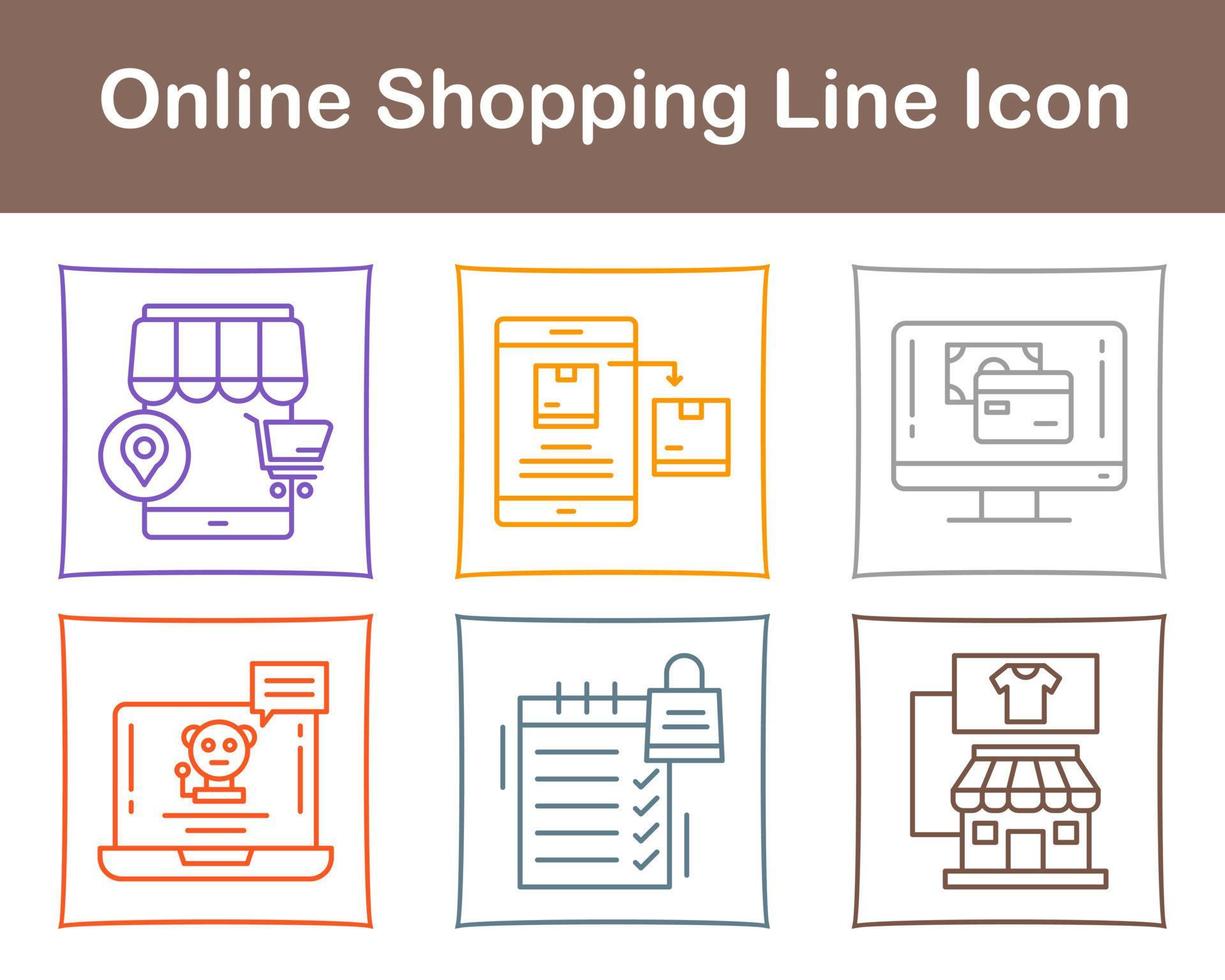 conjunto de iconos de vector de compras en línea