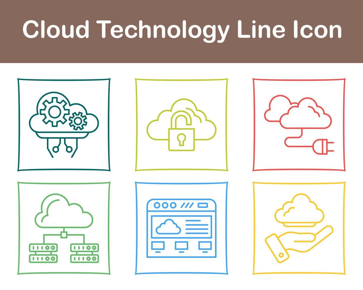 Cloud Technology Vector Icon Set