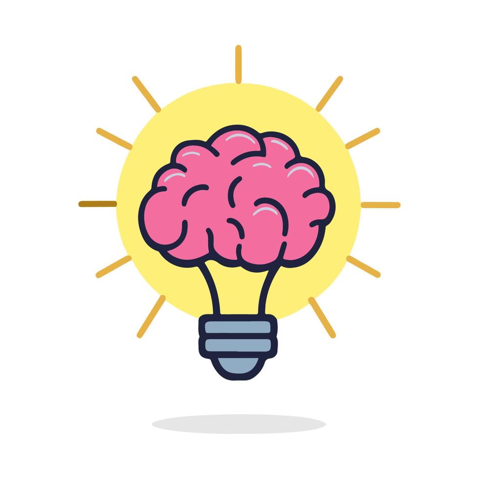 Light bulb with a brain on it vector