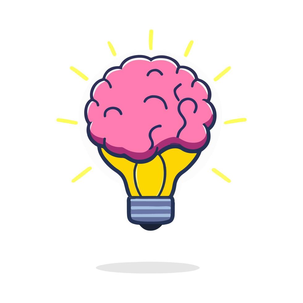 Brain in a light bulb icon vector