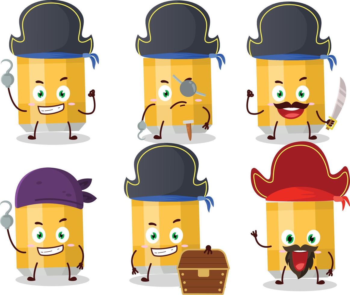dibujos animados personaje de cerveza lata con varios piratas emoticones vector