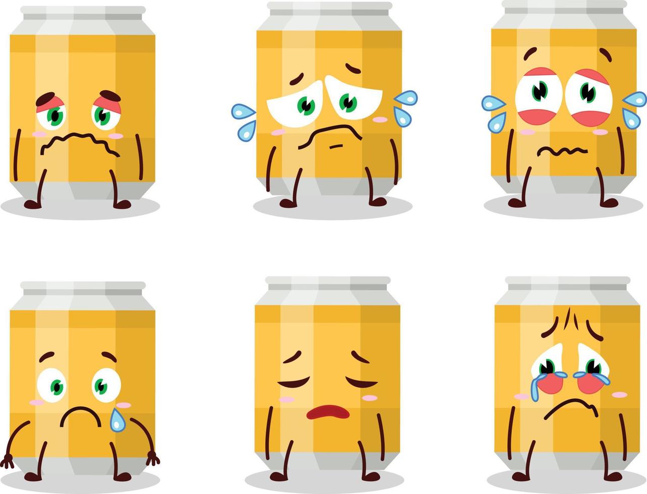 Beer can cartoon character with sad expression vector