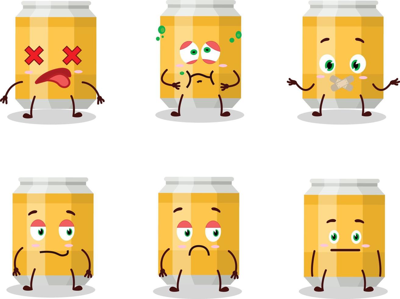 cerveza lata dibujos animados personaje con no expresión vector