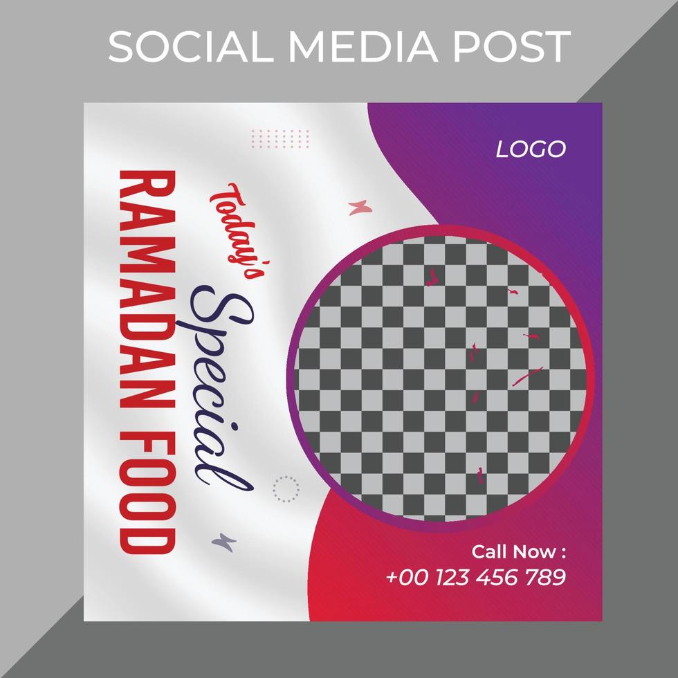 Vector ramadan special offer restaurant food menu business marketing social media post or web banner template design with abstract background, logo and icon.